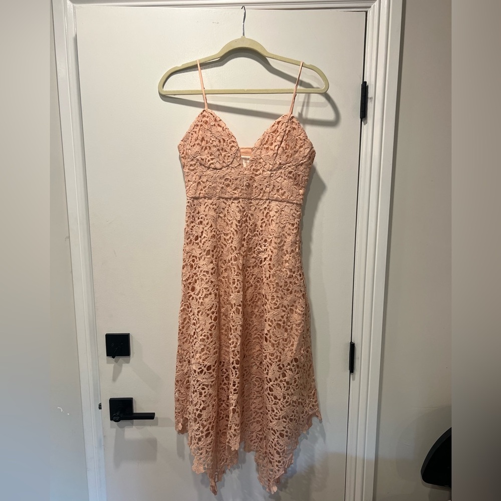 J.O.A. Peach Lace High Low Dress